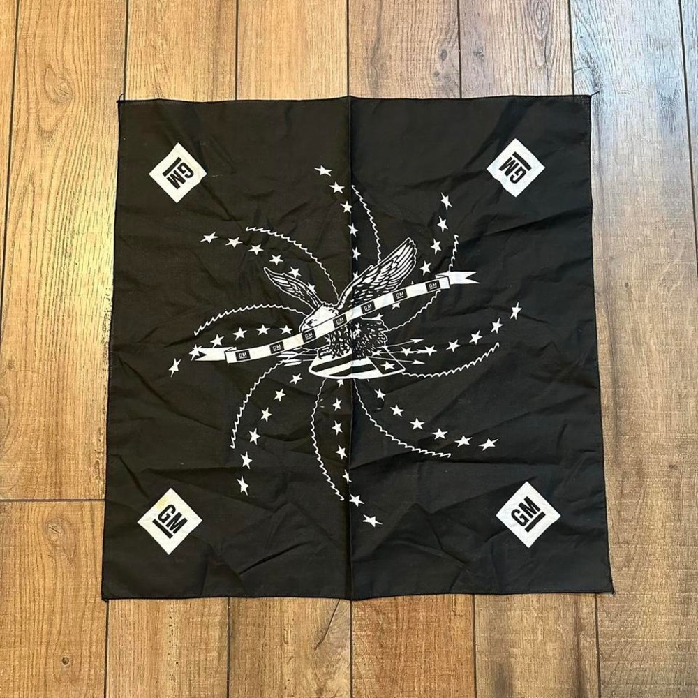 Vintage GM General Motors Bandana Eagle Black White Graphic 90s